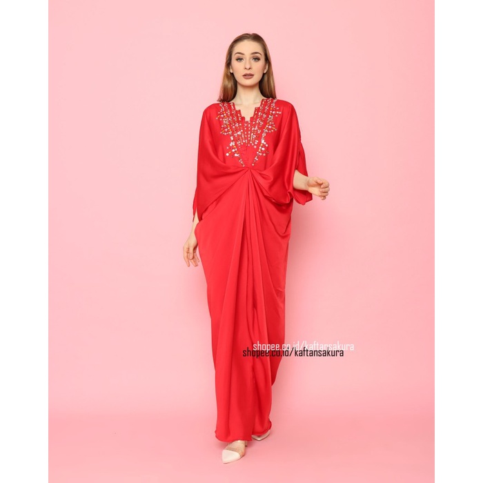 TERBARU        Gamis Kaftan Pesta Mewah Busui Biru BCA Kaftan Payet Saten Modern