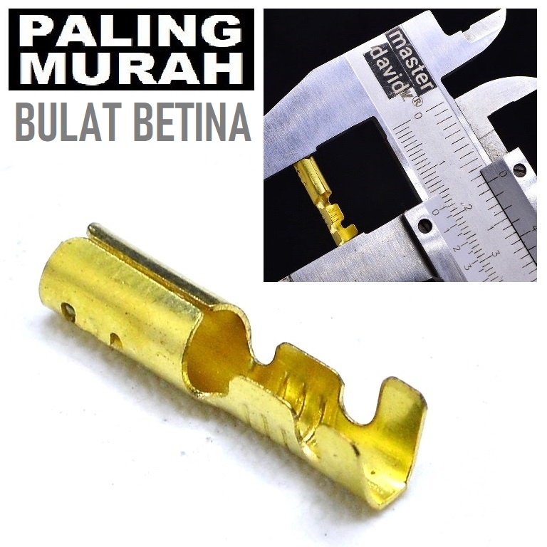 Terminal Bulat Betina Skun Aki Scun Klem Kuningan Female Kabel Soket Socket Cewek Jejeran Motor