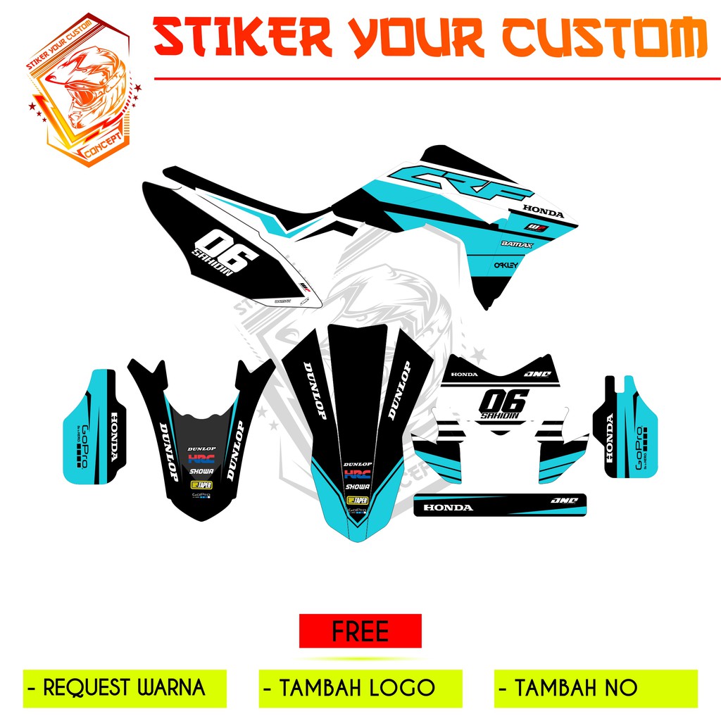 Decal CRF 150 L Full Body Biru Stabilo Putih