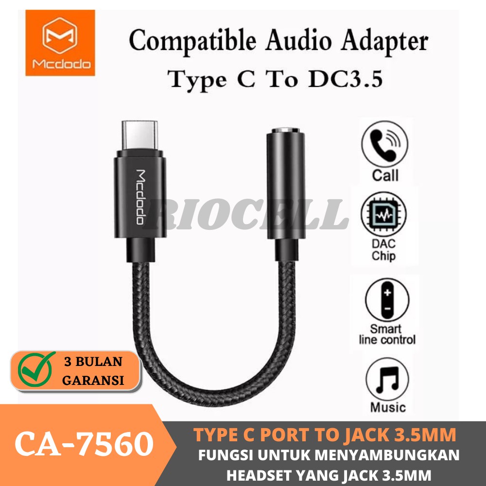 Mcdodo HiFi DAC Audio Converter Cable Type C to Aux 3.5mm Samsung Macbook iPad Pro Huawei Call&amp;Music