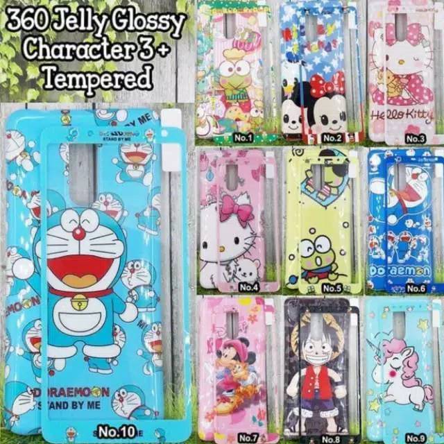 SOFTCASE ANIMASI VIVO V9 GLOSSY +TEMPERED GLASS MOTIF