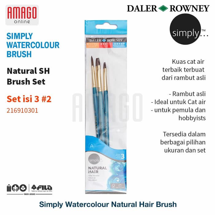 DALER-ROWNEY Simply Watercolour Natural Brush Set 3 pcs #2 - 216910301