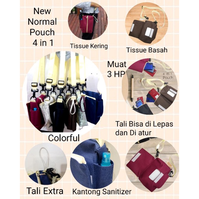 Pouch Tissue New Normal 4 in 1 / POUCH TISU Tas Tempat Tissue Kering ,tissue basah , hp f78 f1
