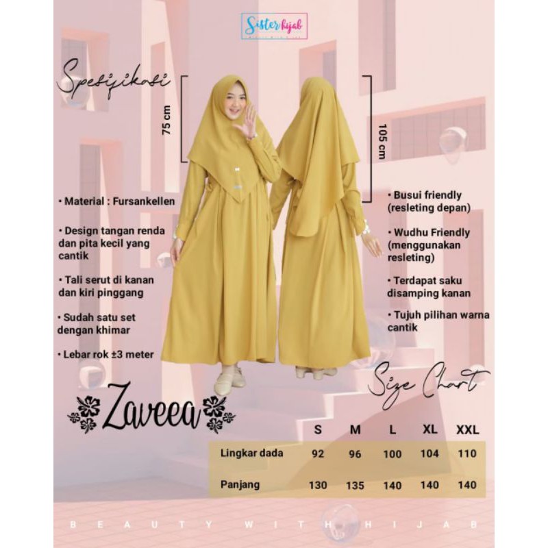zaveea dress by sister hijab, gamis polos cantik