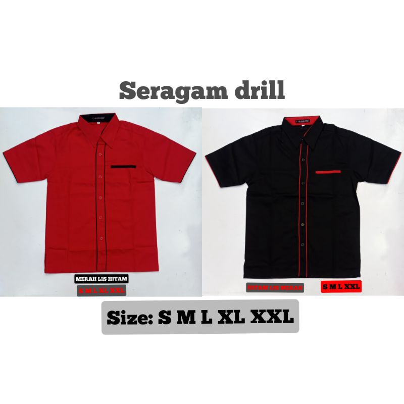 kemeja seragam drill polos - office boy - mekanik - bengkel - cod