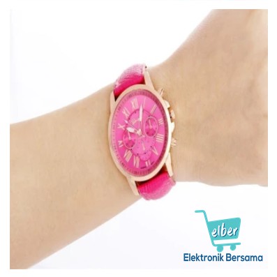 ELBER J100 Jam Tangan Kasual Fashion Leather Analog Quartz Fashion Wanita Murah-5