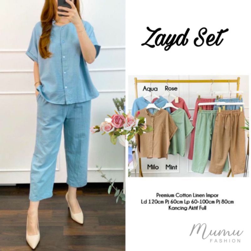 MUMU - ZAYD SET / ZOE SET Setelan Pendek Linen by MUMU Fashion Grosir Solo