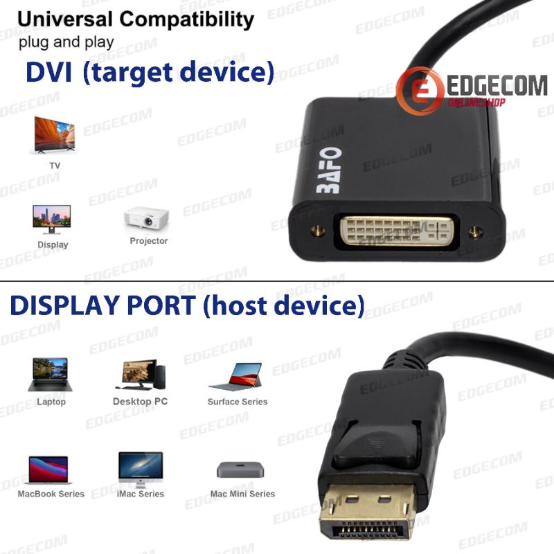 BAFO DISPLAYPORT TO DVI Cable Adapter BF-3381