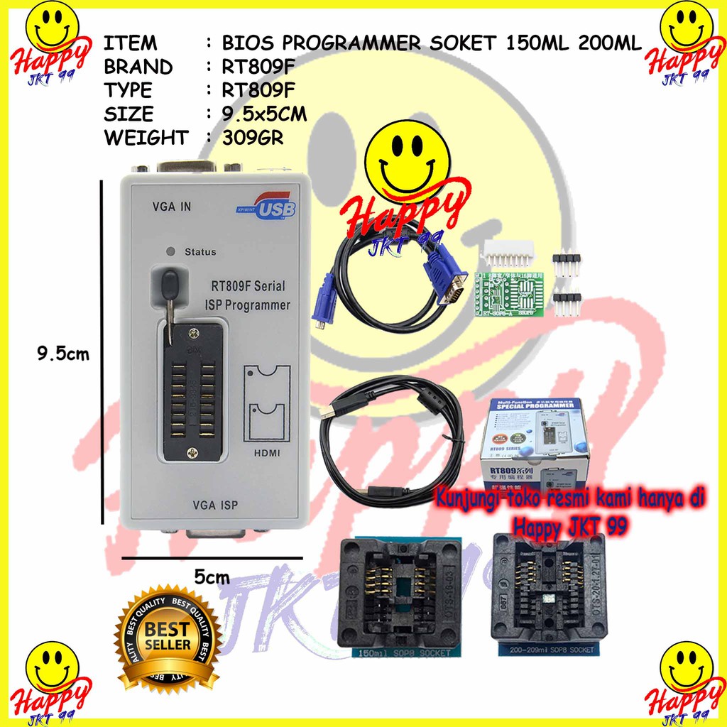 [ HAPPY JKT 99 ] FULLSET ALAT FLASH BIOS PROGRAMMER RT809F RT 809 F RT809 809F + 150ML+200ML ORIGINAL