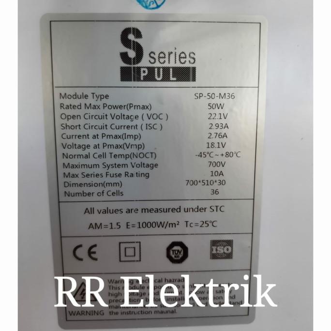 Solar Panel / Solar Cell / Panel Surya 50wp Monocrystalline 50 Wp Mono