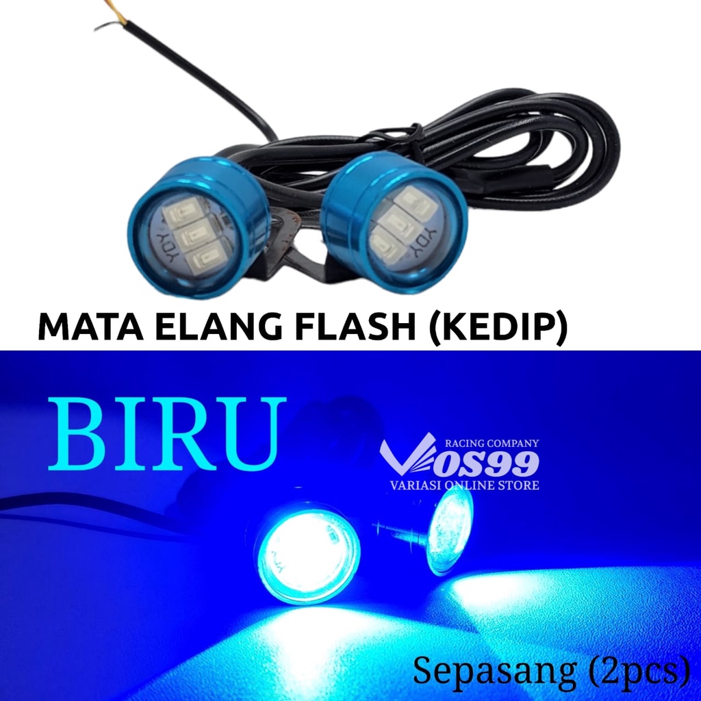 [ 2 BIJI ] LAMPU LED MATA ELANG EAGLE EYE COB NYALA FLASH (KEDIP) DC 12V BUMPER SEIN REM MOBIL MOTOR