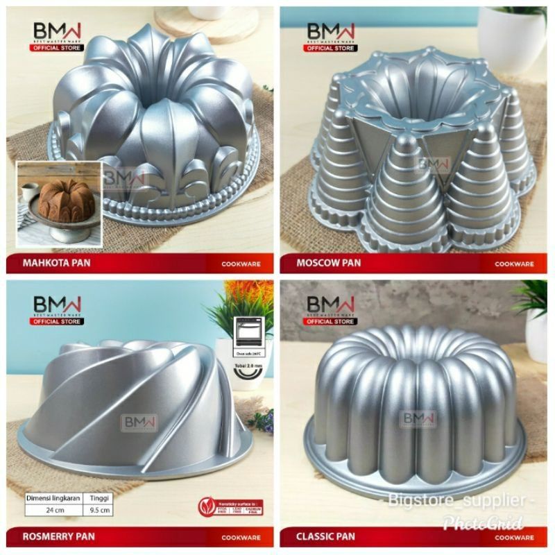 Cetakan Loyang Kue Bolu Aluminium Tebal Anti Lengket - Love Pan BMW