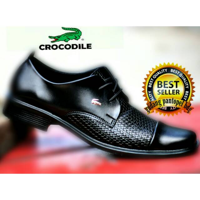  SEPATU  PANTOFEL  HITAM CROCODILE PANTOPEL KULIT ASLI FORMAL 