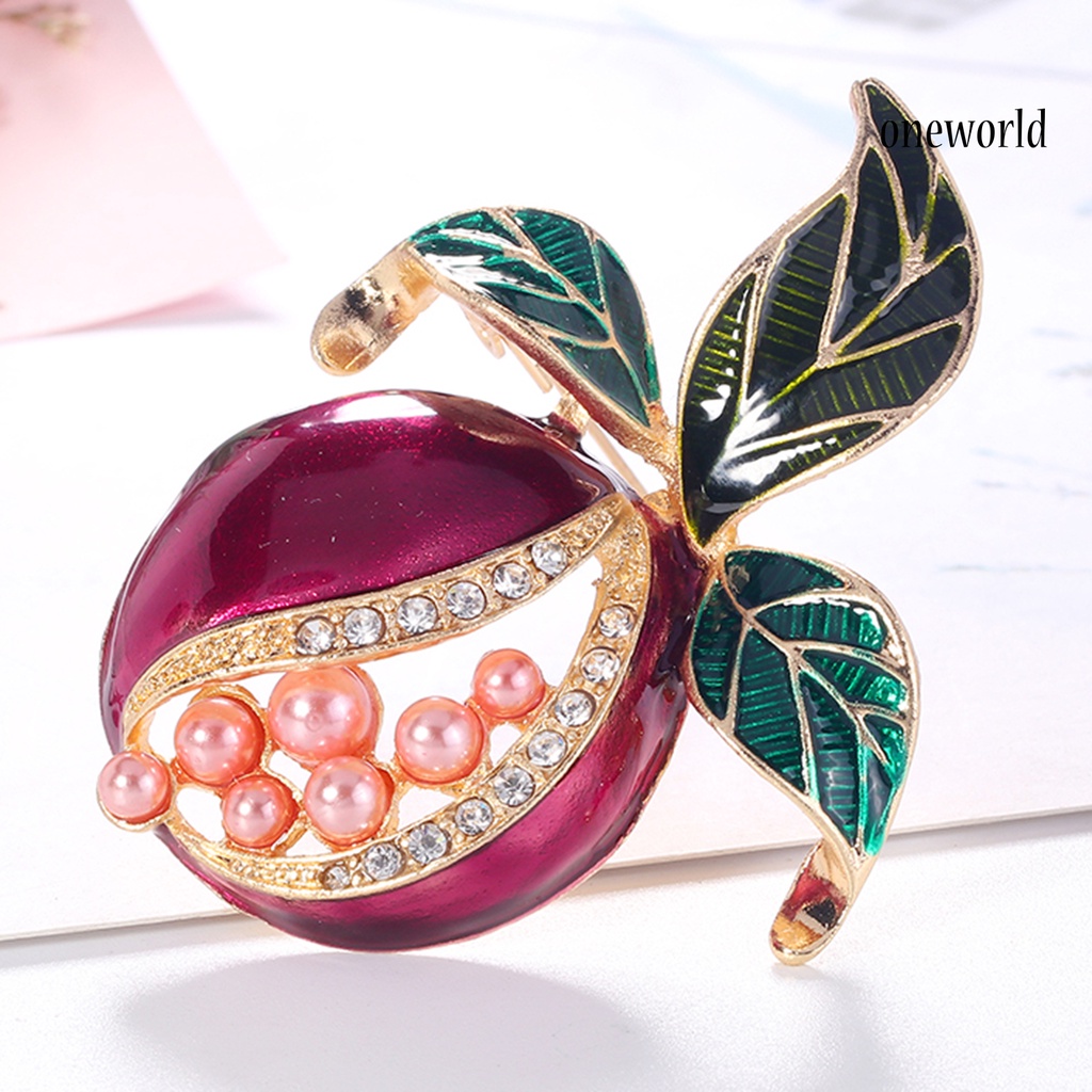 OW@ Brooch Multi-color Clothes Accessories Faux Pearls Decor Fruit Flower Shape Lapel Brooch Pin for Banquet