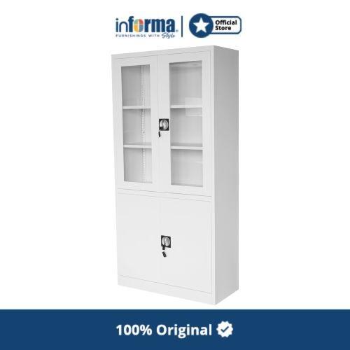 Filling Cabinet / Informa - Lemari Besi - High Filing Cabinet Swing Gls Panel Wht Kualitas Terbaik