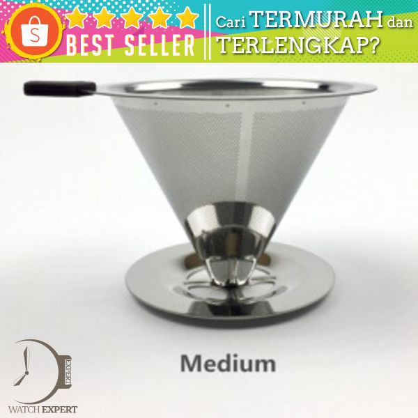 Ueinsang Filter Penyaring Kopi V60 Cone Coffee Filter Dripper Double Layer Medium - F-401T - Silver