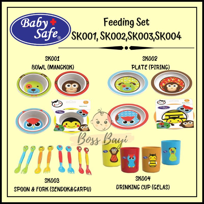 BABY SAFE SK001 Bowl SK002 Plate SK003 Spoon Fork SK004 Cup / Mangkok Piring Sendok Garpu Gelas Anak