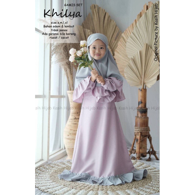 gamis anak perempuan “khilya”/gamis anak+kerudung anak 2-11tahun by kasihhijab