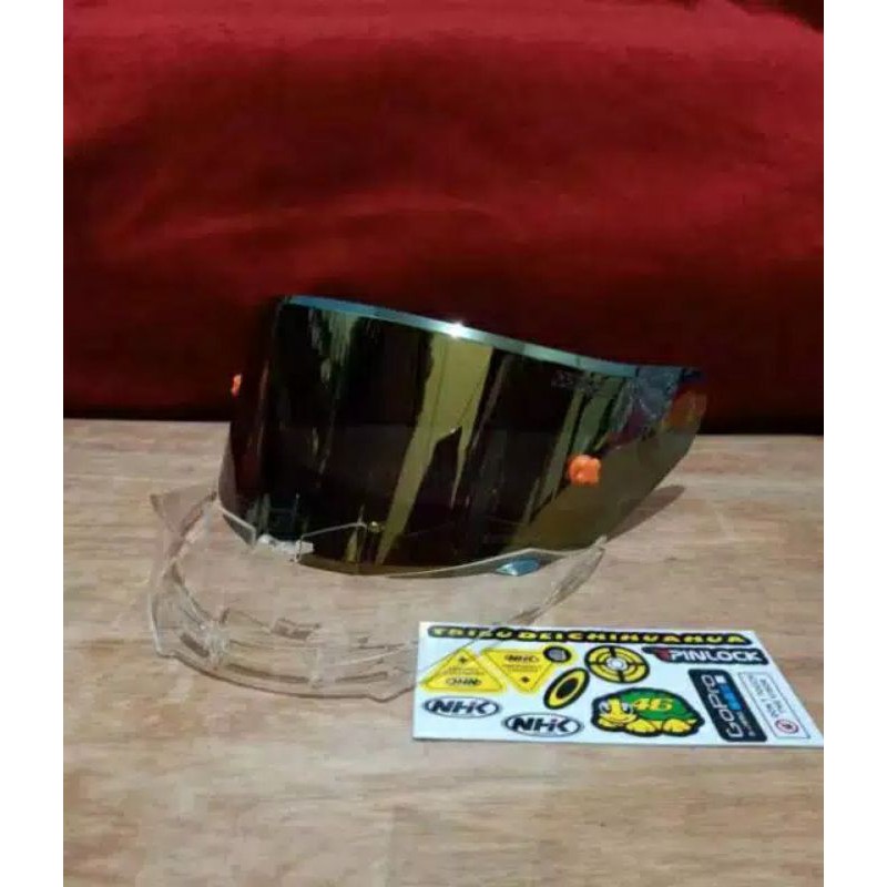 Flat visor NHK gp1000 + spoiler + post tear off husus / NHK GP 1000 R75 kaca helm NHK gp1000+spoiler Bonus stiker