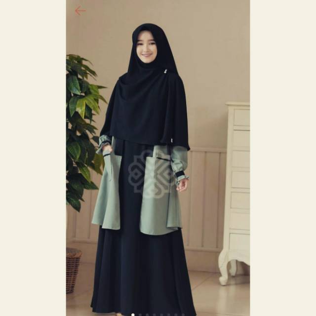 Elbina set dres gamis.+ outer(s.m.l.xl)
