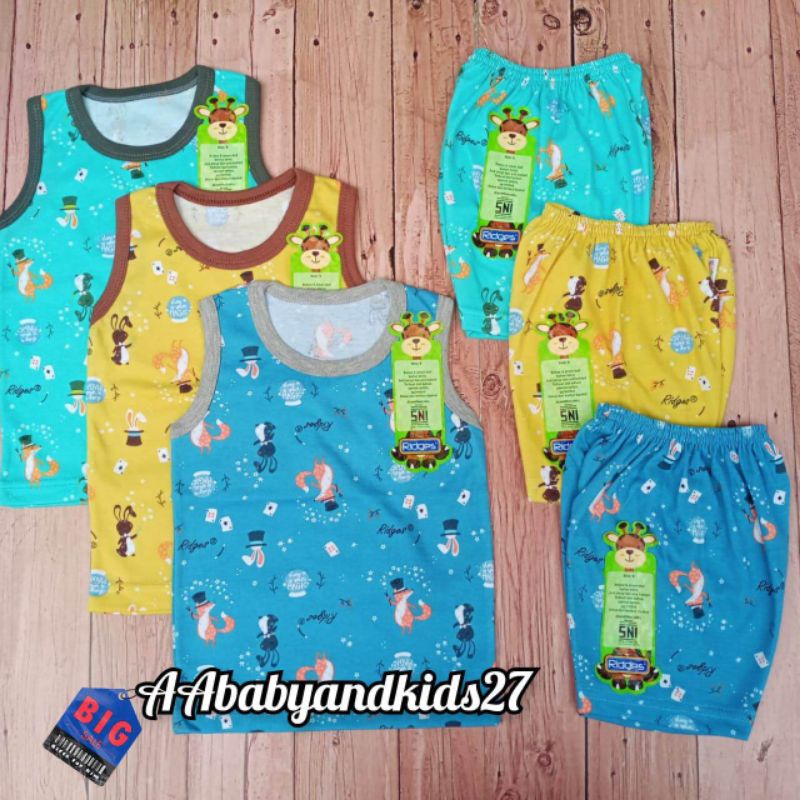 SATUAN!!!RIDGES SETELAN BAYI LENGAN KUTUNG UKURAN S M L XL MOTIF RANDOM