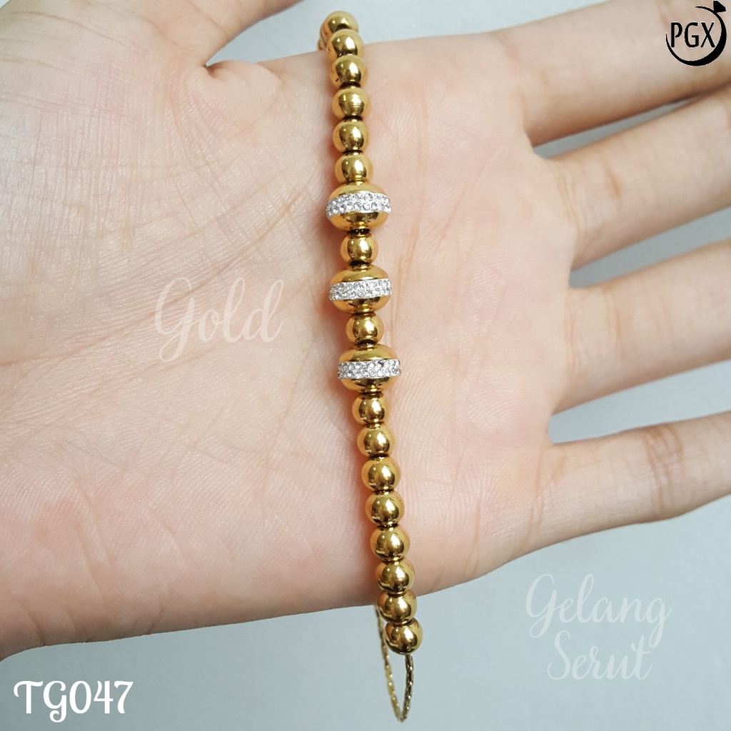 PGX Gelang Serut Titanium Wanita Perhiasan Anti Karat Aksesoris Fashion - TG047