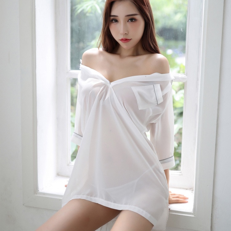 Lingerie Kemeja Vneck Baju Tidur Sexy Wanita Transparan All Size