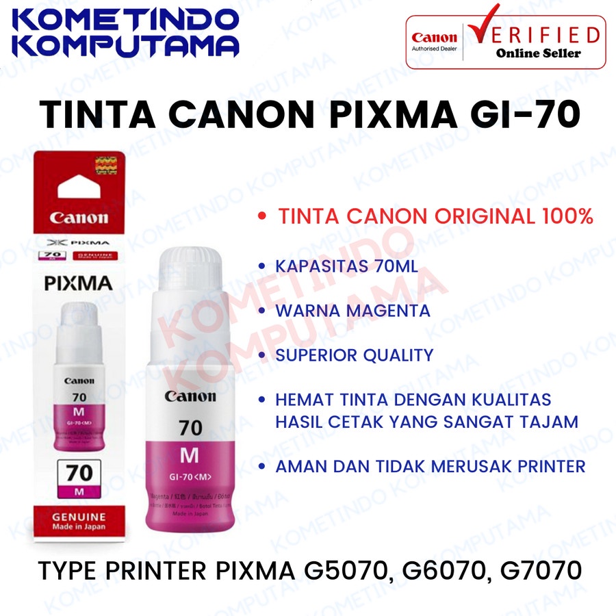 GI-70 MAGENTA 70ml Tinta Botol Canon Pixma Original GI70 MERAH 100% ORIGINAL