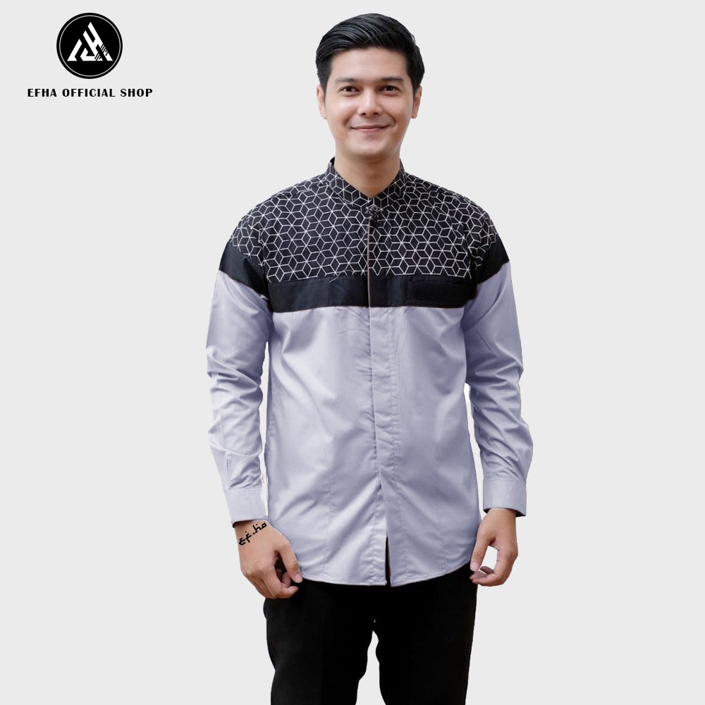 baju koko lengan panjang motif kombinasi batik senpai terbaru best seller