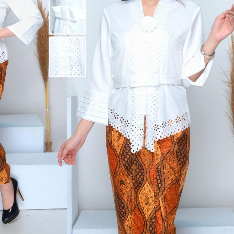♥ Atasan Kebaya Kutubaru Modern Mewah Warna Putih|Merah Maroon|Hitam|Coklat / Kebaya Wanita Dewasa E