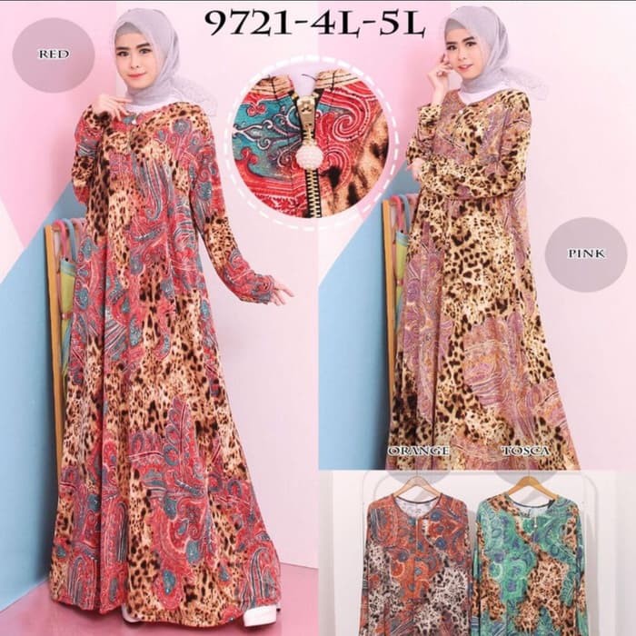 Terbaru Baju Gamis Wanita Gamis Jersey Gamis Jumbo 4L   5L 9721   Orange  4L Limited