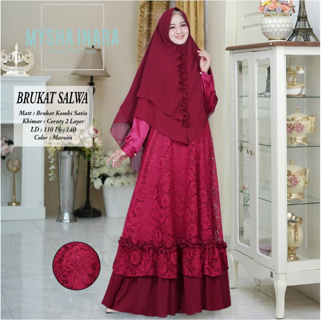 Gamis Bruklat Salwa Syari By Myshainara