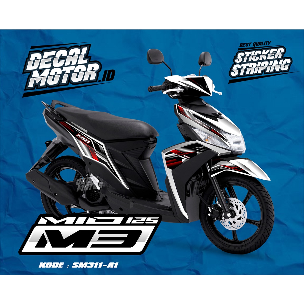 Aksesories Sticker Striping Variasi Yamaha Mio M3 Semi Full Body Warna Hitam - SM3 11