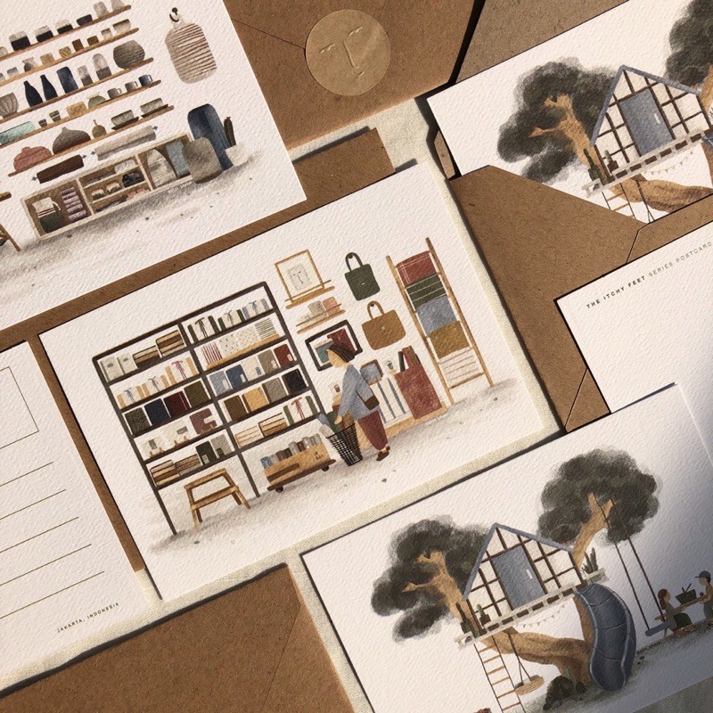 

The Itchy Feet // Postcard with Brown Envelope