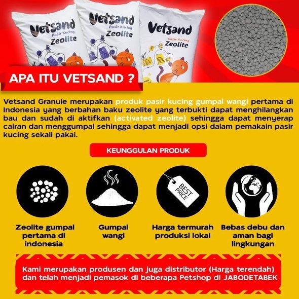 VETSAND Zeolite WANGI Granule Cat Litter 20kg pasir kucing gumpal ter murah kualitas ter baik wangi zeolite promo