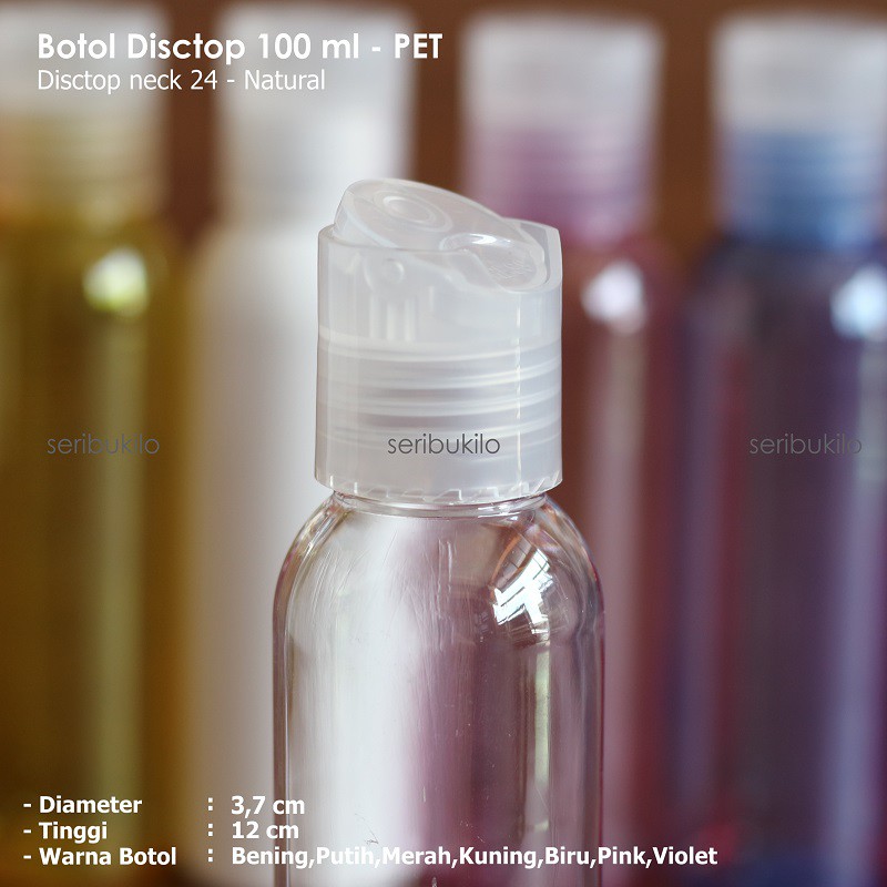 Botol Plastik 100 ml PET - Tutup Disctop Natural