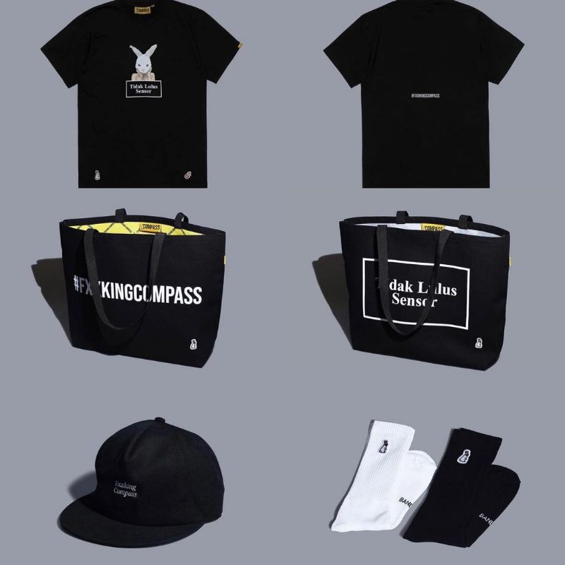 [ BNIB ] Kaos/Merchandise / Topi / Kaos Kaki / Tote Bag Compass X Fxxking Rabbits