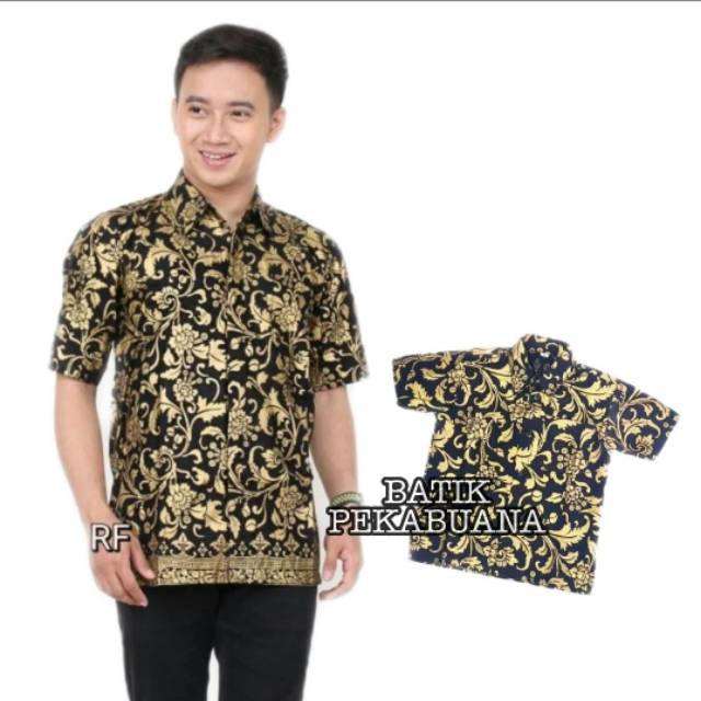 Couple Batik Ayah Anak Motif Prada Emas Size Anak Terlengkap