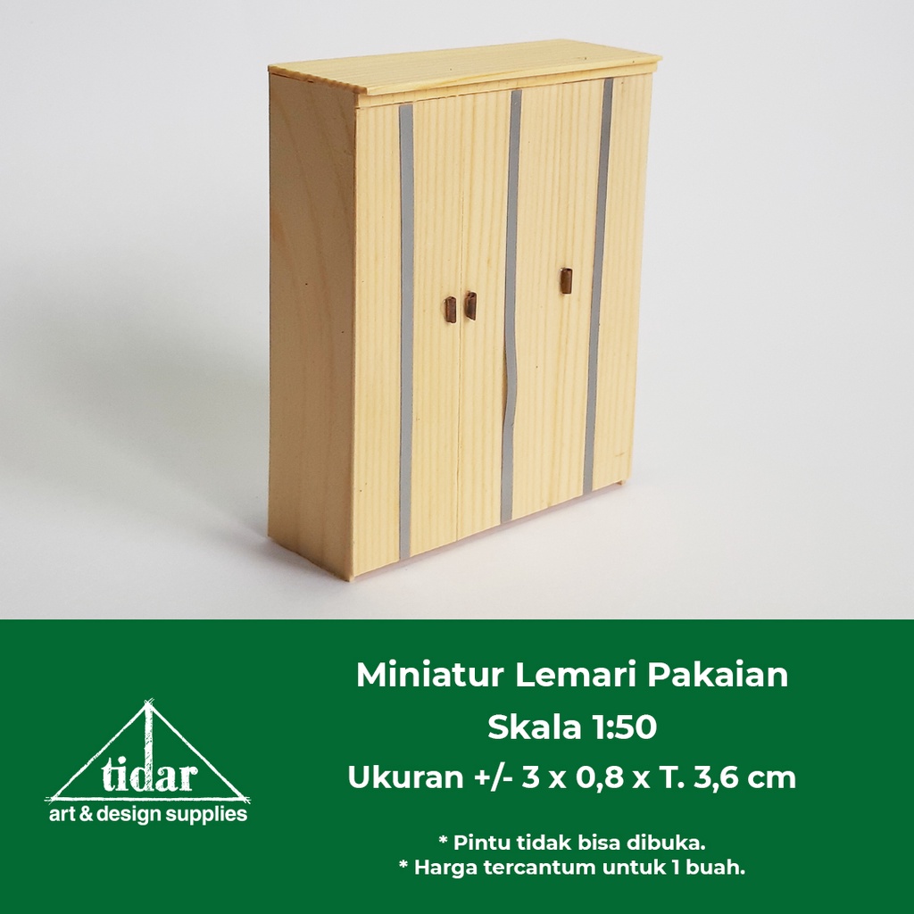 

[MR] Miniatur Maket Lemari Pakaian 3 Pintu / Lemari Kayu HR skala 1:50