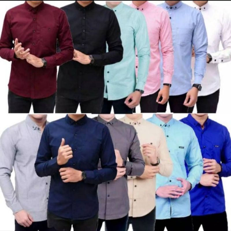 KEMEJA POLOS PRIA WANITA LENGAN PANJANG KEMEJA POLOS SLIMFIT COWOK CEWEK LENGAN PANJANG