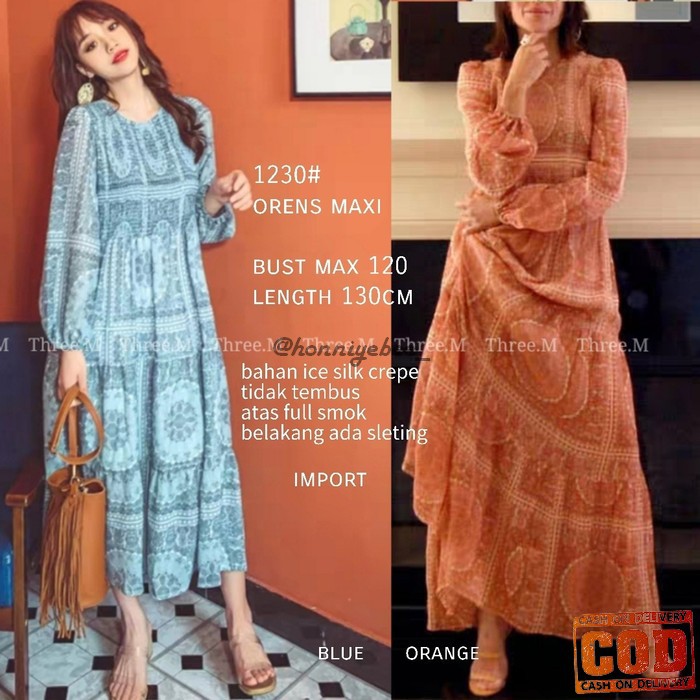 ✓✓✓Zm79(=) Outer Zara Print Premium  / Dress Zara  B FG621 Ginna Orange Maxi Dress Im