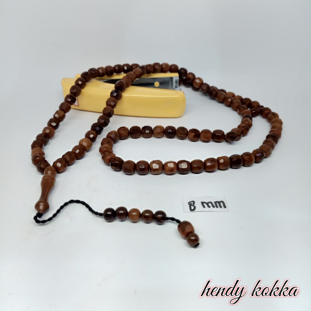 5pcs tasbih 99 kokka kaukah bulat cutting 8mm coklat