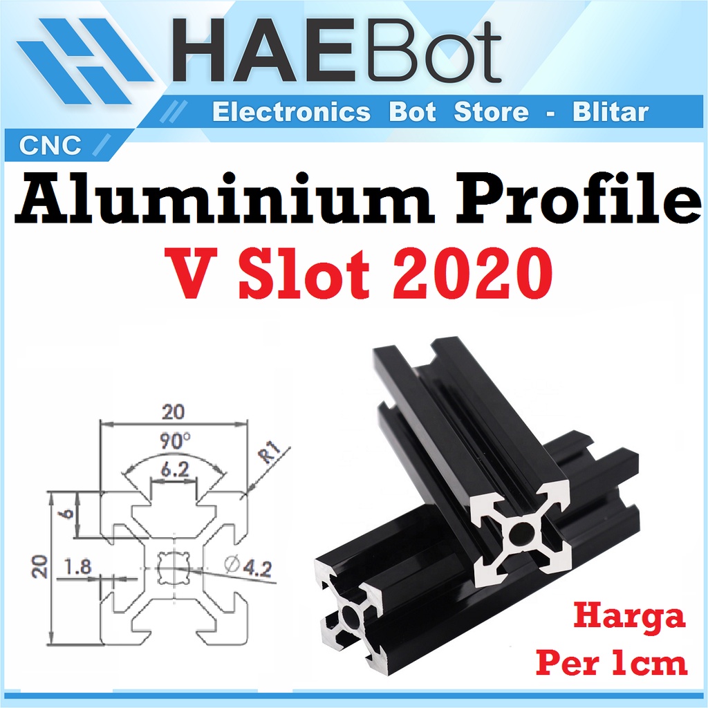 [HAEBOT] Aluminium Profile V Slot 2020 20x20 AP2020 Profil Frame CNC Extrusion Mini Kerangka Mekanik Series 20mm x 20mm 3D Printer 1cm