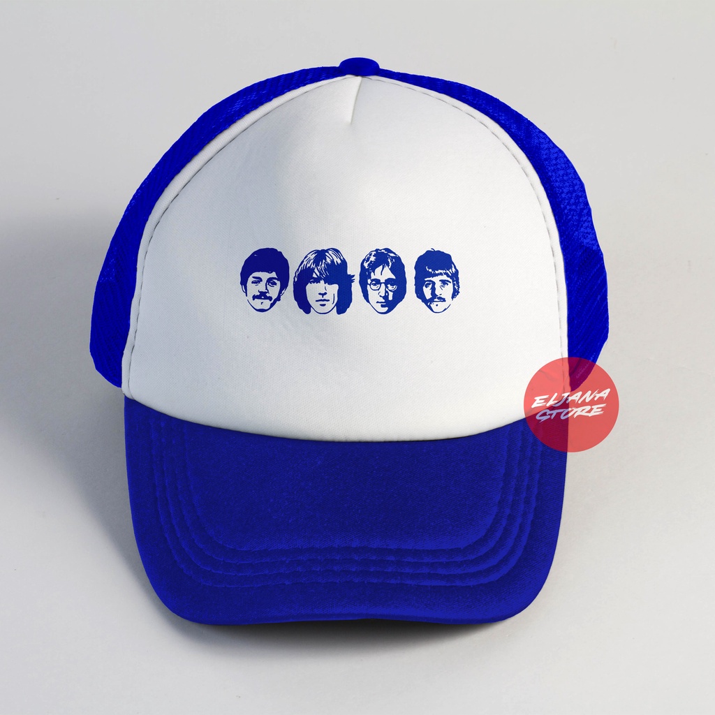 Topi The Beatles Biru / Topi Band / The Beatles Biru / Topi Jaring Distro / Topi Premium / Topi Sablon