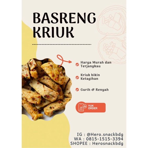 

Basreng Kriuk daun jeruk renyah gurih pedas/jajananviral/basrengpedas