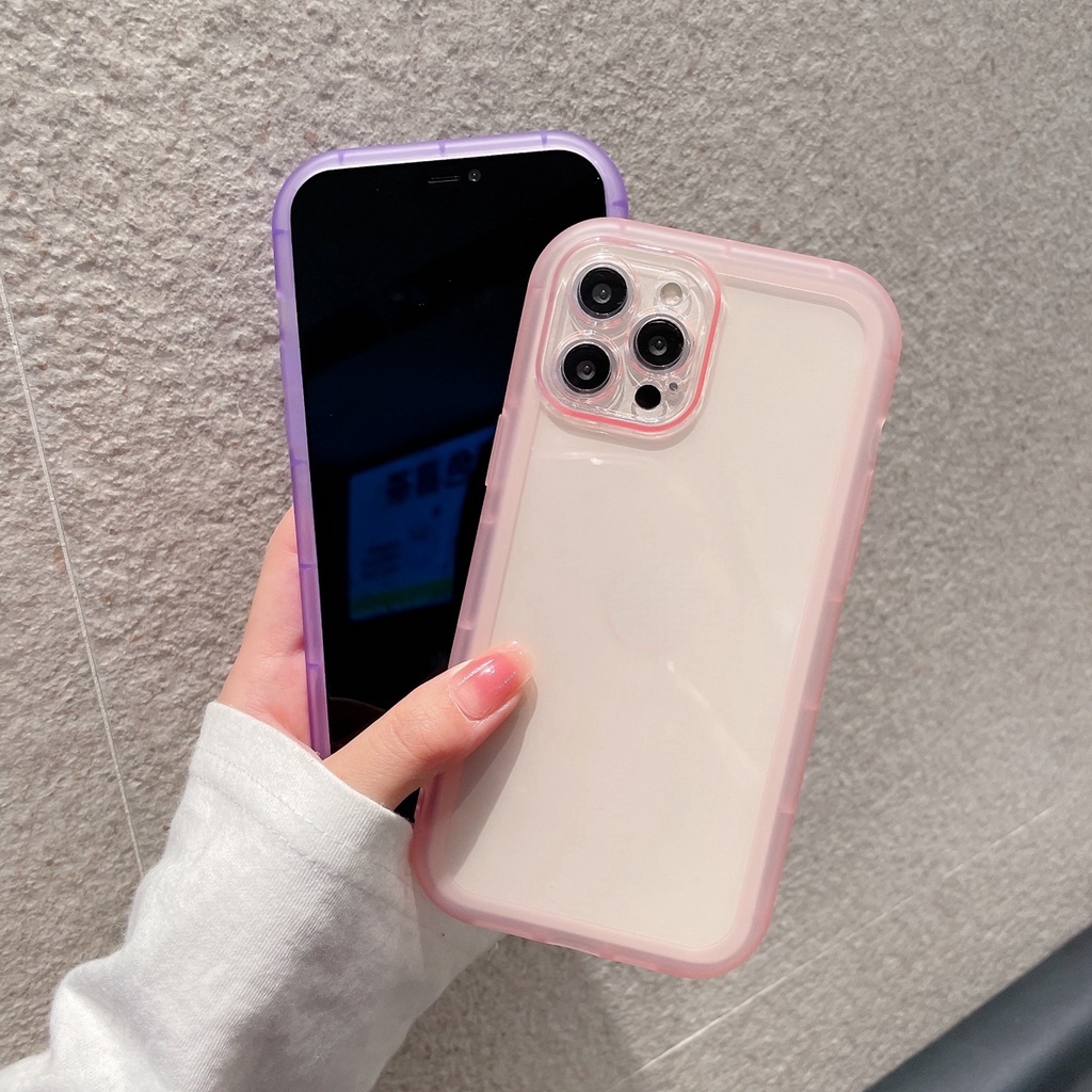 Soft case TPU Transparan Warna Permen cover iphone 11 12 13 Pro MAX XS MAX XR