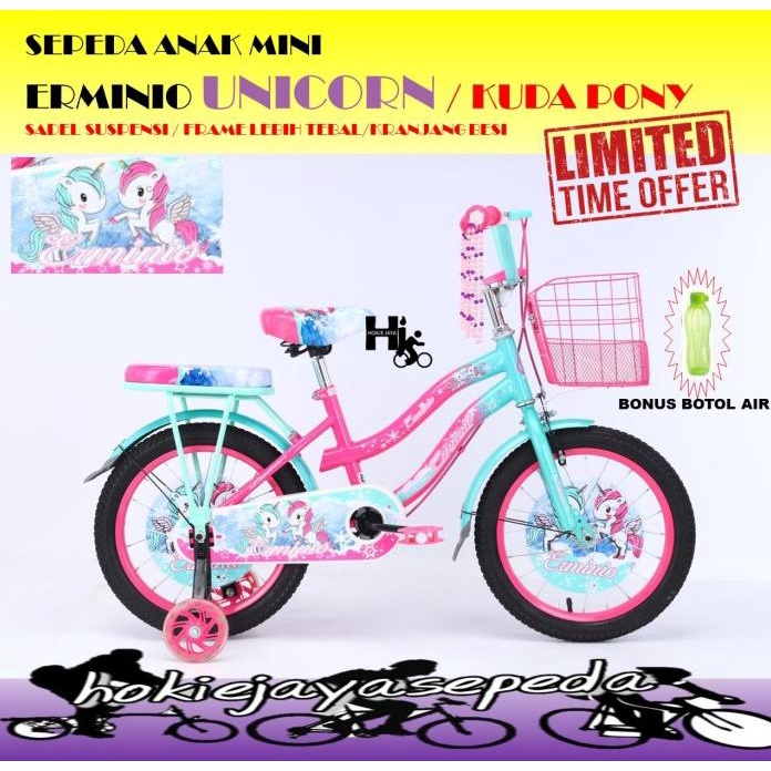 Sepeda Mini Erminio 12 " Unicorn Kuda Pony (Untuk Anak Umur 3-5 Tahun) Terlaris R10