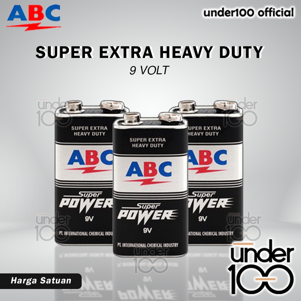 ❤ Under100 ❤ Baterai ABC Super Power 9V | &lt; harga per 1 pc &gt; Batrai Super Extra Heavy Duty