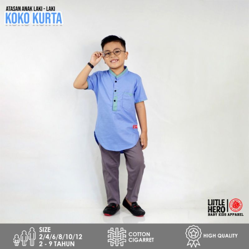 Baju Muslim Koko Kurta anak laki laki usia 1-9 tahun
