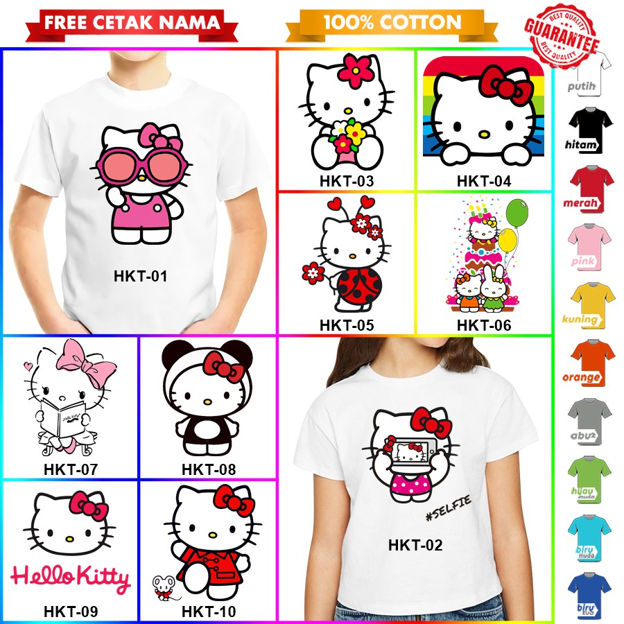 [FREE NAMA!!] Baju Kaos COUPLE HELLO KITTY BANYAK MOTIF